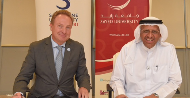 In Fields of Oceanography Research and Training : Zayed and Sorbonne Abu Dhabi Universities Ink an Academic Cooperation Agreement